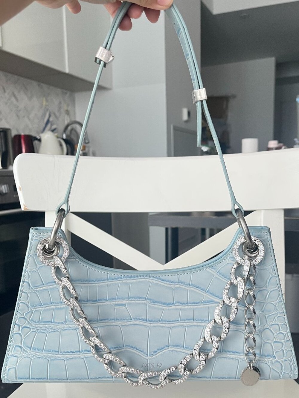Apede Mod Sky Blue Croc Froggy Bag + Diamond Chain